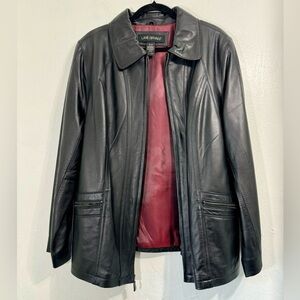 Size 18 Lane Bryant-Black Genuine Leather Moto jacket with Peter Pan Collar.